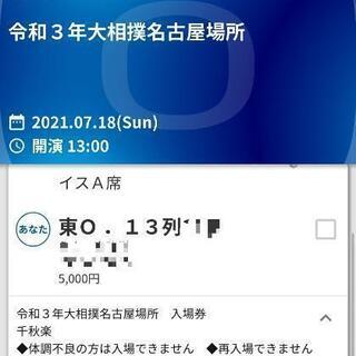 【無料】7/18(日)大相撲名古屋場所千秋楽 椅子A東13列1枚(1人)の画像
