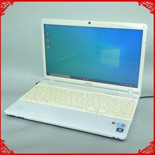 ホワイト色 ノートパソコン 中古良品 15.5型 SONY VPCEB48FJ Core i3 4GB 500G DVDRW 無線LAN Bluetooth webカメラ Windows10 Office