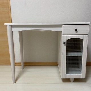 【値下げしました】ニトリ PC デスク フローリオ NAT 72-90D 白 家具/ホワイト/アンティーク調の画像