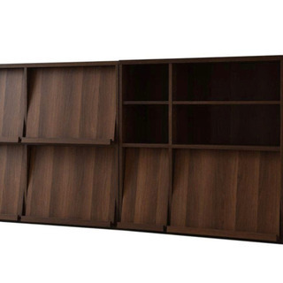 ディスプレイラック 本棚 2個セット ウォールナット　奥行き34の画像