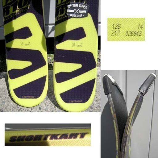 salomon サロモン 125cm ショートスキー 2点セット+ケース 板 SHORTKART/ビンディング L10 ブラック×イエ