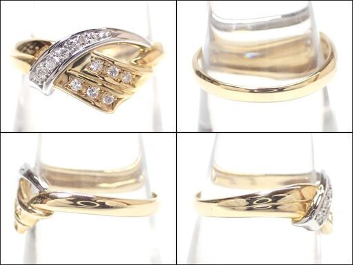 E456 K18 Pt900 リング ダイヤ 0.11ct 3.8g 14号