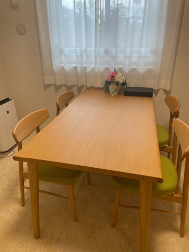 大塚家具　ユノ　ダイニングセット　テーブル　イス　カバー黄色