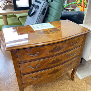 イタリア　ロココ調　チェスト チェスト 木製 4段 完成品 茶 58cm 象嵌 ロココ調 イタリア 家具