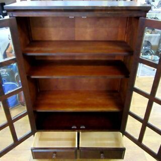 送料無料　北海道民芸家具/キャビネット/食器棚/本棚/カップボード 楽天市場】上質な北海道産の重厚な深みのある伝統の民芸家具スライド式