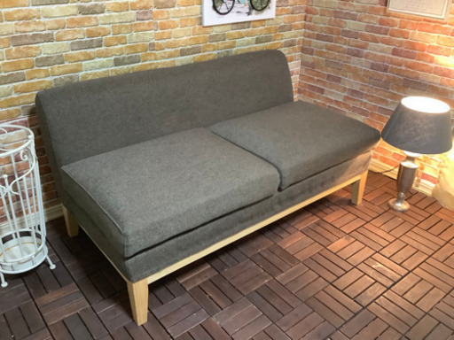 ☑️ジモ売約済み【ジモ割り10%→￥13,320】新品に近いニトリ天然木ナチュラルソファー全面クリーニング済　エスハウス