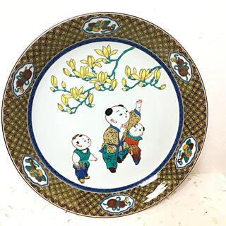 🉐🌈未使用品 九谷焼 青郊窯 唐子 大皿 九寸🌈