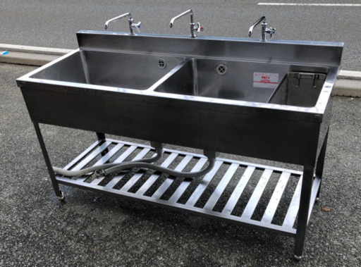 ⭐︎中古品　2槽シンク　15000×600×800 厨房機器⭐︎