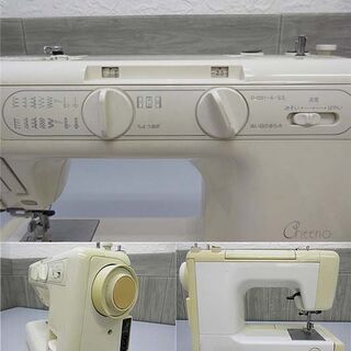 ss2628【中古】　ジャノメ　コンパクト電動ミシン　チェリオ　910型　ホワイト　JANOME　ライト付き　白　コンパクト　家庭用　裁縫　レトロの画像
