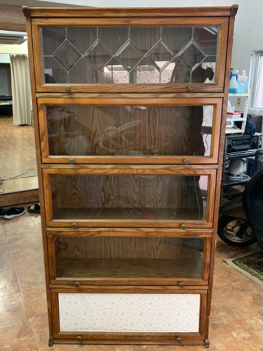 【値下げしました】配送可能！相談ください！収納 英国調 カントリー フラップチェスト 5段 キャビネット アンティーク調 飾り棚 本棚 検 三越 ブルージュ