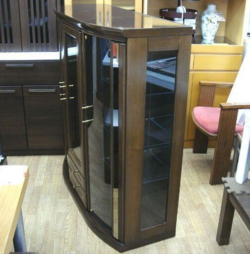 コレクションボード 半円 木製 幅114.5×奥44×高120.5cm リビングボード 飾り棚 札幌市 清田区 平岡