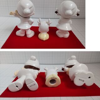 【さらにお値下げ中】【未使用・美品】ぺこちゃん　ぽこちゃん　ホワイトクリスマス（陶器）の画像