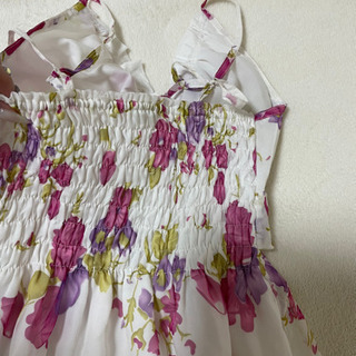 新品　未着用　グアム購入　ロング丈　マキシ　ワンピース　カラー　可愛い　ロング　脚長効果　お花柄 フラワー ハイビスカスの画像