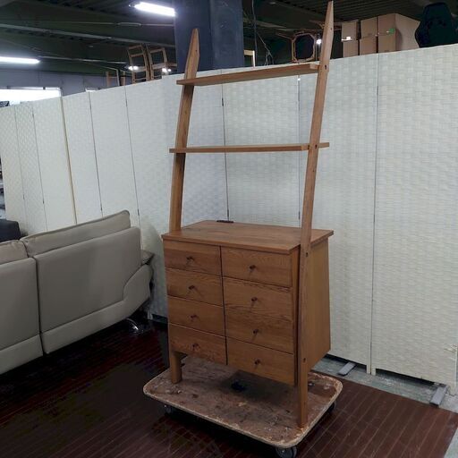 マルヨシ民芸 天然木シェルフキャビネット 8杯チェスト［素材：オーク／アルダー］幅75cm  収納家具 中古家具 店頭引取歓迎 R3776)