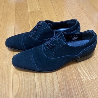 値下げ　スウェード　靴　黒　サイズ26.5 ビジネス　カジュアルの画像