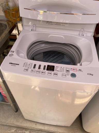  洗濯機　ハイセンス4.5kg 2020年製美品 値下げしまた
