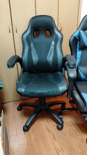 【取引中】タンスのゲン ゲーミングチェア オフィスチェア メッシュ ロッキング 座面昇降 ソフトレザー オールブラック 31510007 BK 【50072】