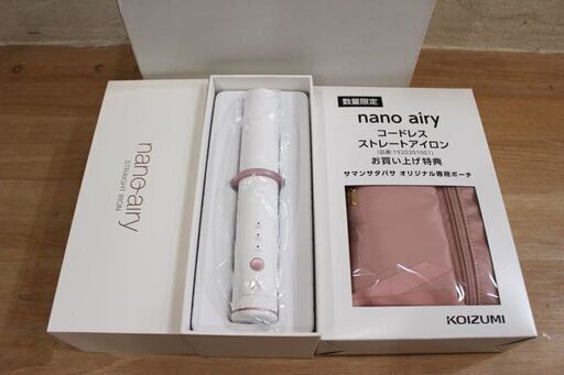 ▲KOIZUMI nano airy Samantha Thavasa サマンサタバサ ストレートアイロン オリジナルバッグ付き 充電式 コードレス ヘアセット▲