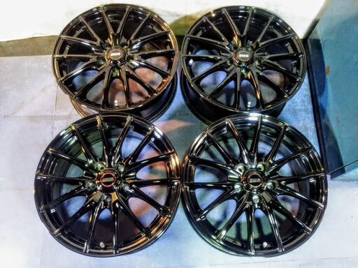 【美品】人気の黒色 17インチ C-HR ノア ヴォクシー ステップワゴン ビアンテ マツダ CX-5 ヴェゼル オデッセイ クラウン マークX イプサム エスティマ  PCD114.3 社外アルミ DOS