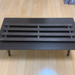 ニトリ購入【美品】折りたたみテーブル ラポール 棚付き(ダークブ...