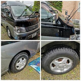 車検更新しました。スタッドレスタイヤ付きキャラバン12人乗りディーゼル車の画像