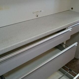 カリモク（karimoku) キッチンレンジボード 収納抜群!! コンセント3個　ブルモーション　USED品　食器棚の画像