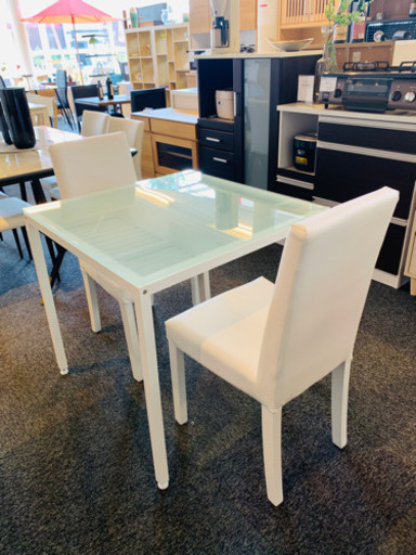 ガラスダイニング3点セット