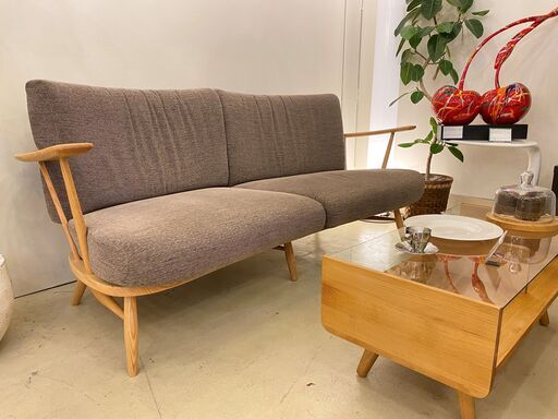 宇都宮でオシャレな家具を探すなら『オトワリバース！』KASHIWA 柏木工 ソファ 2人掛け ブラウン×ナチュラル 木枠ソファ 中古品