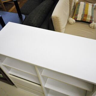 6段収納棚 幅88,5×奥35×高92,5cm 引き出し付き 本棚 整理整頓 ホワイト 白 家具 札幌 厚別店の画像