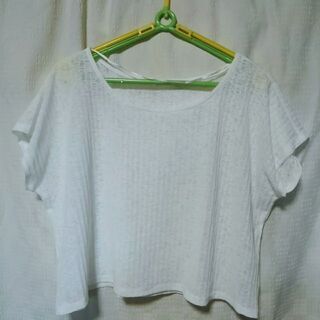 美品●GU レース Tシャツ レディース L 白 ホワイト 透け...