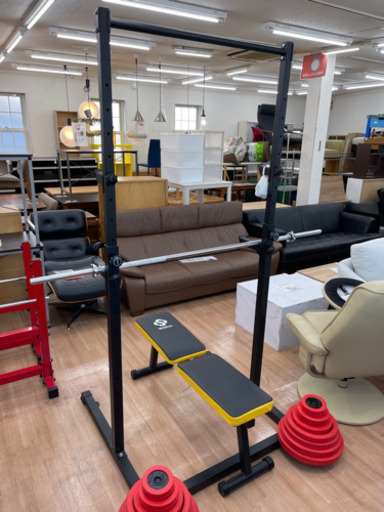 【売切れ】ベンチプレスラック バーベルスタンド 懸垂 フラットベンチ トレーニング(重量140kg※シャフト含む※）?自社配送時?代引