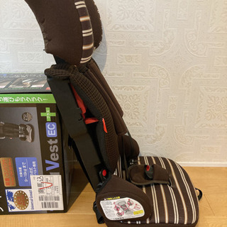 コンパクトチャイルドシート　日本育児　トラベルベストEC　ブラウン ボーダーの画像