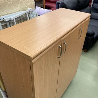 【リサイクルショップ　ピカソ　小松原】幅875　シューズラック　下駄箱　ナチュラルブラウン　靴箱の画像
