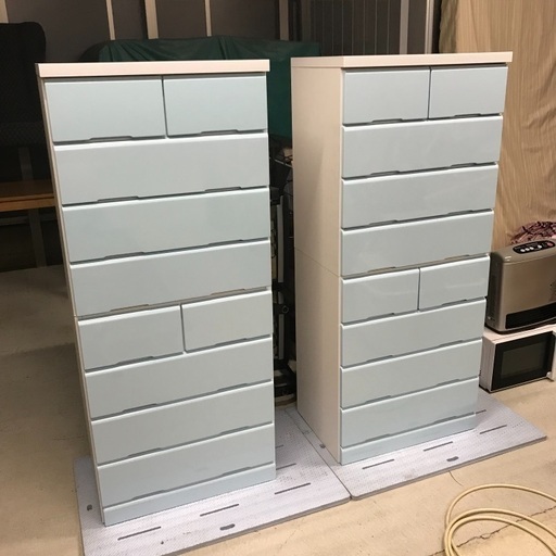水色ハイチェスト2台セット