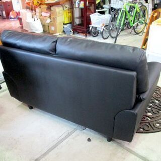2人掛けソファ ブラック 幅140×奥85×高85cm ソファー レザー 黒