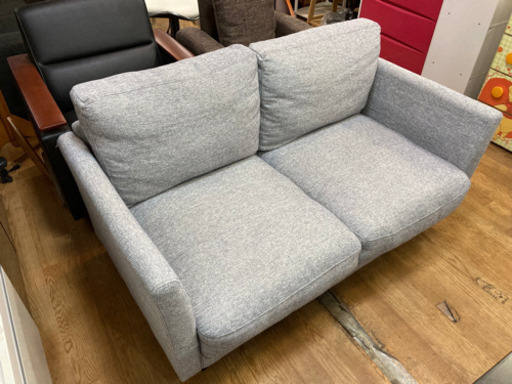 2人掛けソファ グレー ファブリック 中古