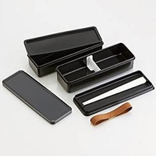 未開封☆スケーター 弁当箱 2段 シリコン製内蓋付 900ml 大容量 ランチボックス アクセントポイント ブラック 男性用 日本製 SSLW9

の画像