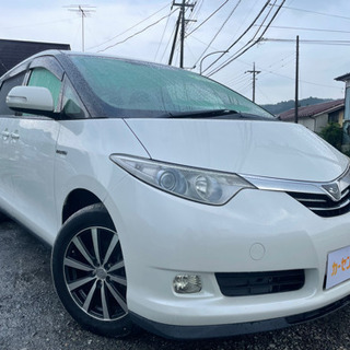 ★支払い総額34万円★車検令和5年7月まで　車検2年付き　トヨタ　エスティマハイブリッド　4WD 左Pスラ　ETC Bカメラ　社外ナビ　オットマン　機関良好の画像