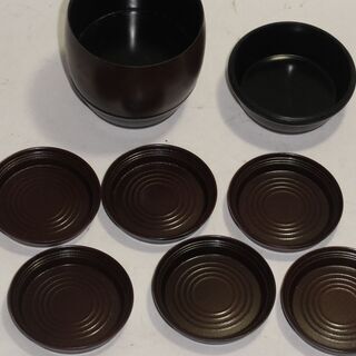 樽形の中に茶托?コースター？小皿？　６枚セット　　昭和レトロの画像