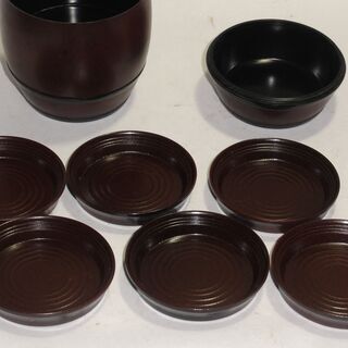 樽形の中に茶托?コースター？小皿？　６枚セット　　昭和レトロの画像