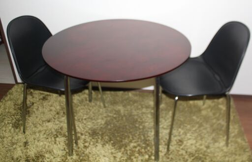 NITORI丸型テーブル＆イタリア製BONTEMPI CASAダイニング3点セット直径90cm