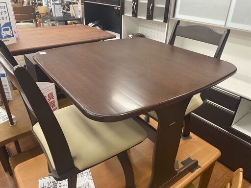 大塚家具　ダイニング3点セット　ダークブラウン