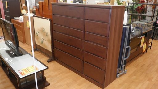 k323☆ニトリ☆ハイチェスト☆ワイドタイプ☆ダークブラウン☆幅1500㎜☆良品☆近隣配達、設置可能