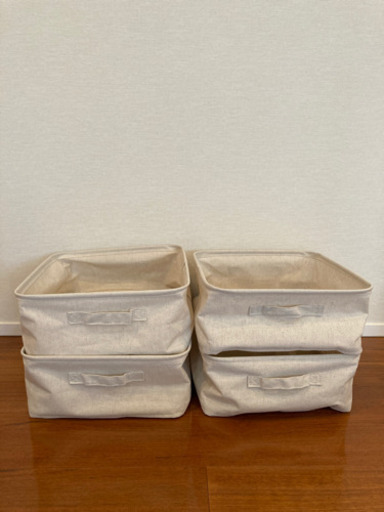 お値下げ！　美品！無印良品 ポリエステル綿麻混・ソフトボックス  4個セット