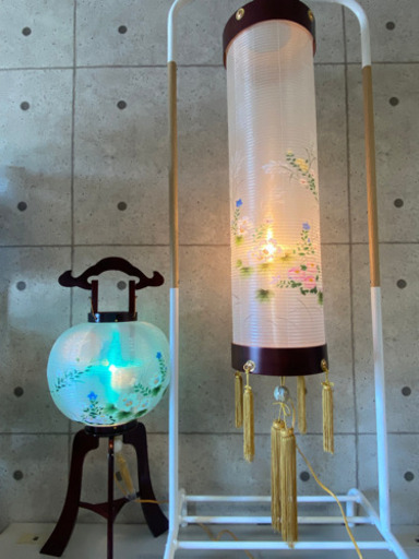【美品】お盆　ウカイ印　ちょうちん　吊り提灯&回転提灯セット　アサノ