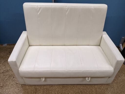 (売約済み)折りたたみ 2Pソファ ホワイト/白 株式会社ドリス Nouveau ヌーヴォー DR-SF-037 収納付き 合皮 椅子 おしゃれ