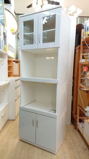★ キッチンボード レンジボード スリム ホワイト■60x43x180㎝■近隣配送無料 買取帝国 朝霞店