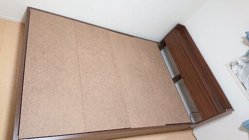 ダブルベッド　ダーク　フレームのみ（引き出し付き棚付きコンセント付き）