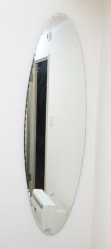 ウォールミラー 楕円形 姿見 ノンフレーム 面取り加工　144×40cm