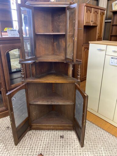 【愛品館八千代店】アンティークコーナーキャビネット